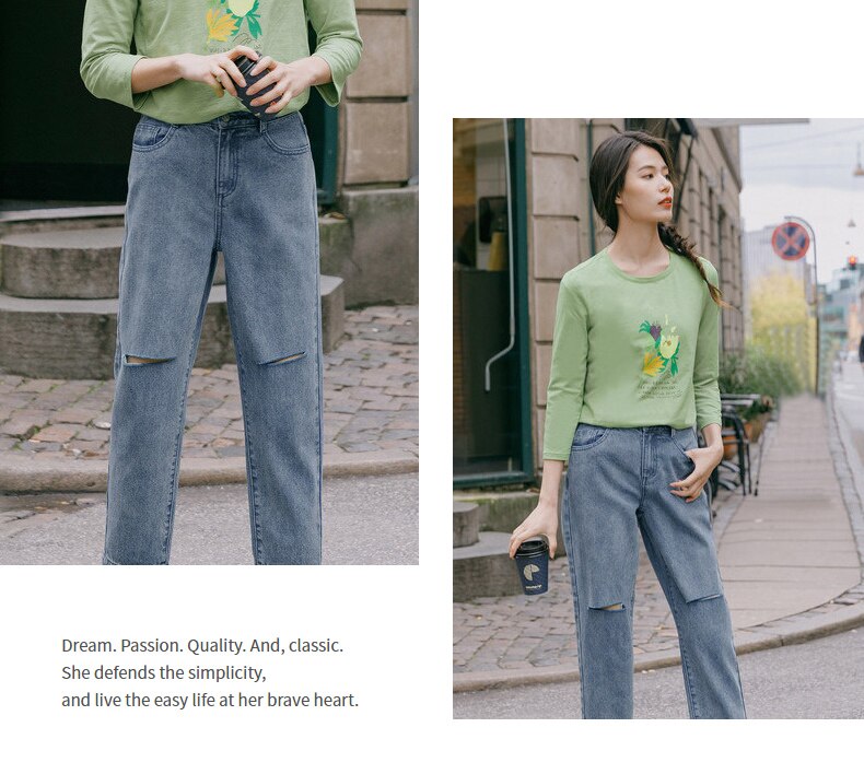 Spring New Arriavl Literary Flower Printed Loose All-match Base T-shirt | Vimost Shop.