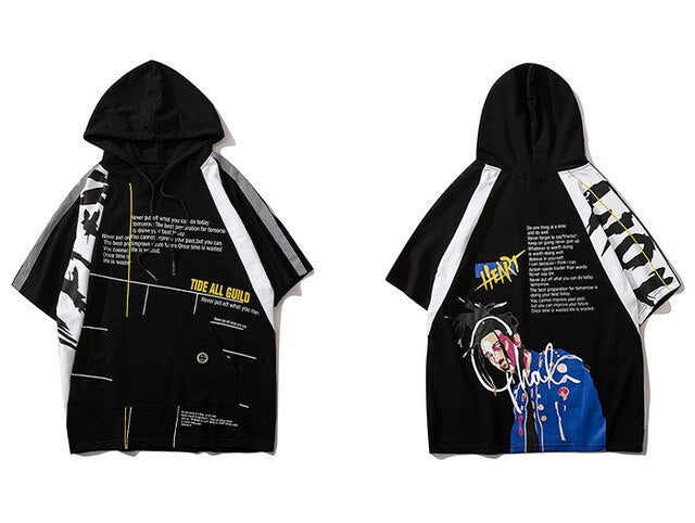 Hip Hop Cool Boy Letter Print Mens T Shirt Harajuku  Fashion Streetwear Hooded Tops Tees Cotton Short Sleeve | Vimost Shop.