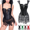 Faux Leather Corset Gothic Bustier Sexy Lingerie Halloween Steampunk Costume Burlesque Dresses Woman Slimming Sheath Top | Vimost Shop.
