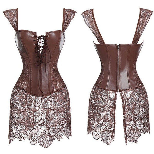 Faux Leather Corset Gothic Bustier Sexy Lingerie Halloween Steampunk Costume Burlesque Dresses Woman Slimming Sheath Top | Vimost Shop.