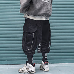 Multi Pocket Hip Hop Pants Men Ribbon Elastic Waist Harajuku Streetwear Joggers Mens Trousers Techwear Pants | Vimost Shop.