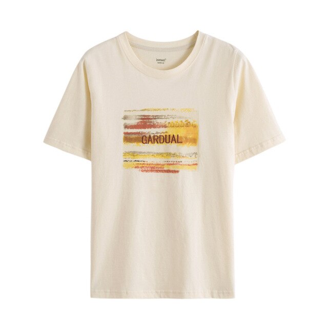 Retro Style Summer New Arrival Pure Cotton Letters Embroidered Leisure Short Sleeve T-shirt | Vimost Shop.
