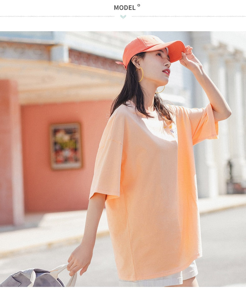 Summer Pure Cotton Round Collar Loose Printed All-match Short Sleeve T-shirt | Vimost Shop.