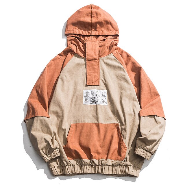Men Patchwork  Pullover Sweatshirt Street Harajuku Hip Hop Streetwear Spring Hoodie | Vimost Shop.