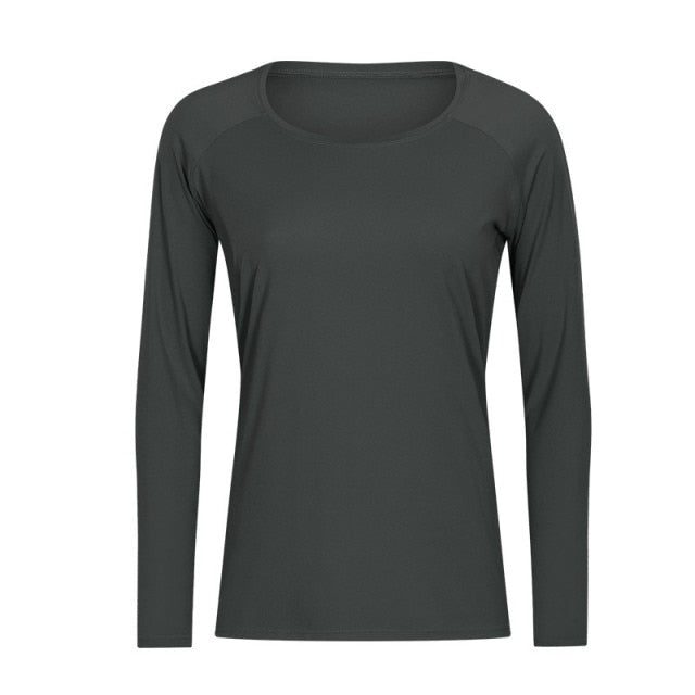 Naked-feel Fabric Skin Friendly Workout Yoga Long Sleeved Shirts Women Breathable Lightweight Loose Running Sport Tops