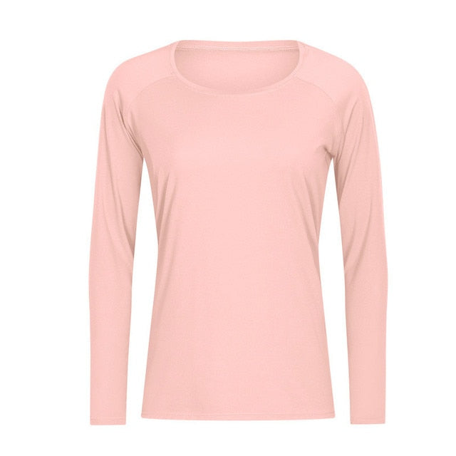 Naked-feel Fabric Skin Friendly Workout Yoga Long Sleeved Shirts Women Breathable Lightweight Loose Running Sport Tops