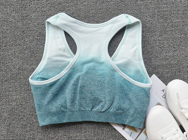 Women Ombre Yoga Sport Bra Brassiere Padded Breathable Athletic Fitness Running Gym Vest Yoga Sport Tops Push Up Sportswear