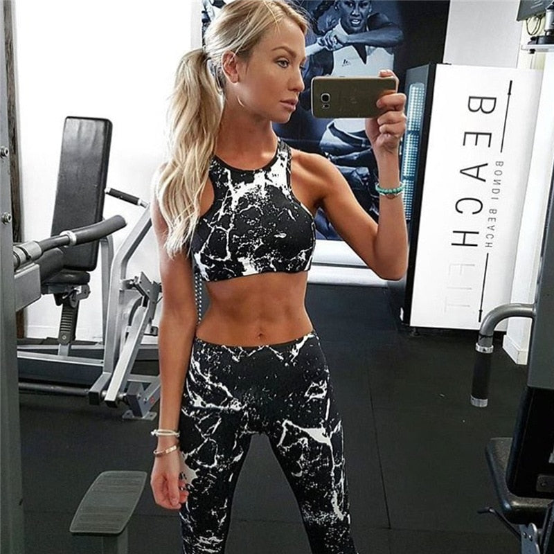 Sport Suit 3D Print Fitness Suit Leggings Breathable Yoga Set Sexy Running Workout Sportswear Tracksuit For Women Gym Clothing | Vimost Shop.