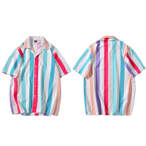 Hip Hop Shirt Streetwear White Blue Red Stripe  Harajuku | Vimost Shop.