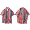 Hip Hop Shirt Streetwear White Blue Red Stripe  Harajuku | Vimost Shop.