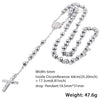 Long rosary necklace for men women stainless steel bead chain cross pendant women's men's gift jewelry | Vimost Shop.