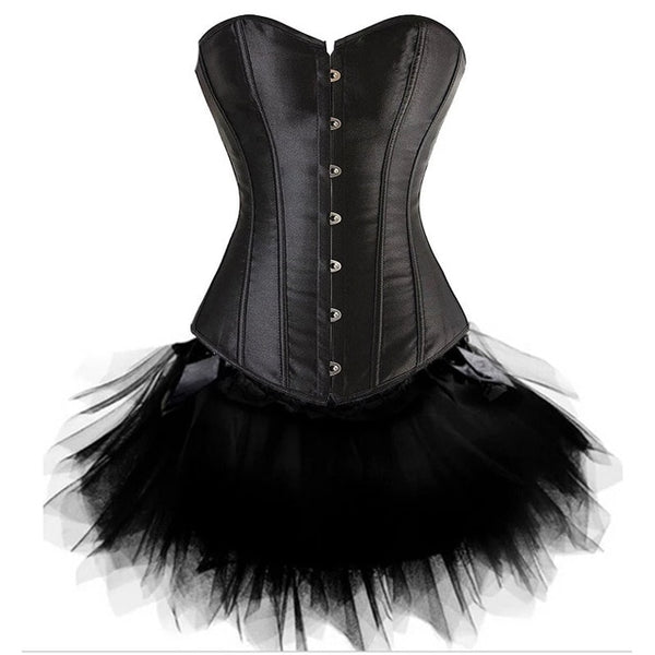 Women Sexy Burlesque Overbust Corset Bustier Top With Mini TuTu Skirt Fancy Dresses Costume Sexy Gothic Corsets Dress | Vimost Shop.