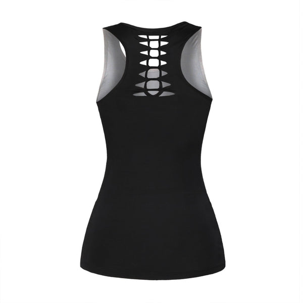 Fashion Women Gothic Aztec Round Ombre 3D Printing Vest Black Hollow Out Sexy Tank Top Black Sleeveless Tops | Vimost Shop.