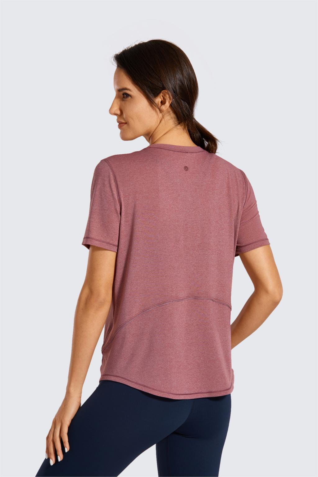 Women's Lightweight Heather Loose Fit Short Sleeve Sport Shirt Workout Top