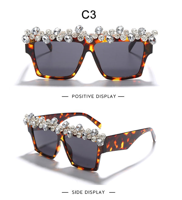 Oversized Square Diamond Sunglasses Women Luxury Brand Fashion Rhinestone Sunglasses Men One Piece Punk Gafas Shades Glasses | Vimost Shop.