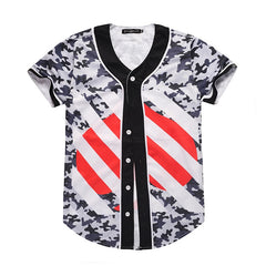 3D Short Sleeve T shirt Men Baseball Jersey Sport Slim Fit V Neck T-shirts Casual Streetwear Trendy Style | Vimost Shop.