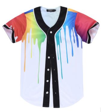 3D Short Sleeve T shirt Men Baseball Jersey Sport Slim Fit V Neck T-shirts Casual Streetwear Trendy Style | Vimost Shop.