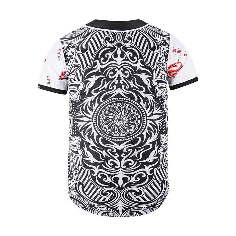 3D Short Sleeve T shirt Men Baseball Jersey Sport Slim Fit V Neck T-shirts Casual Streetwear Trendy Style | Vimost Shop.