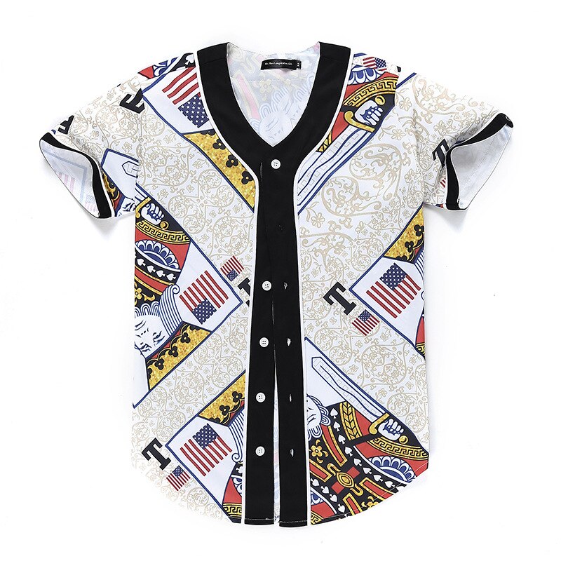 3D Short Sleeve T shirt Men Baseball Jersey Sport Slim Fit V Neck T-shirts Casual Streetwear Trendy Style | Vimost Shop.