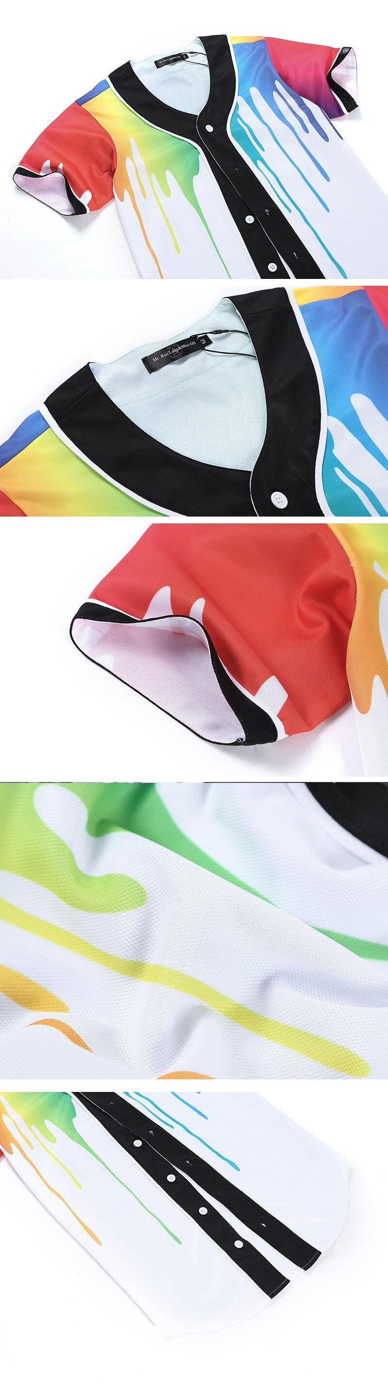 3D Short Sleeve T shirt Men Baseball Jersey Sport Slim Fit V Neck T-shirts Casual Streetwear Trendy Style | Vimost Shop.