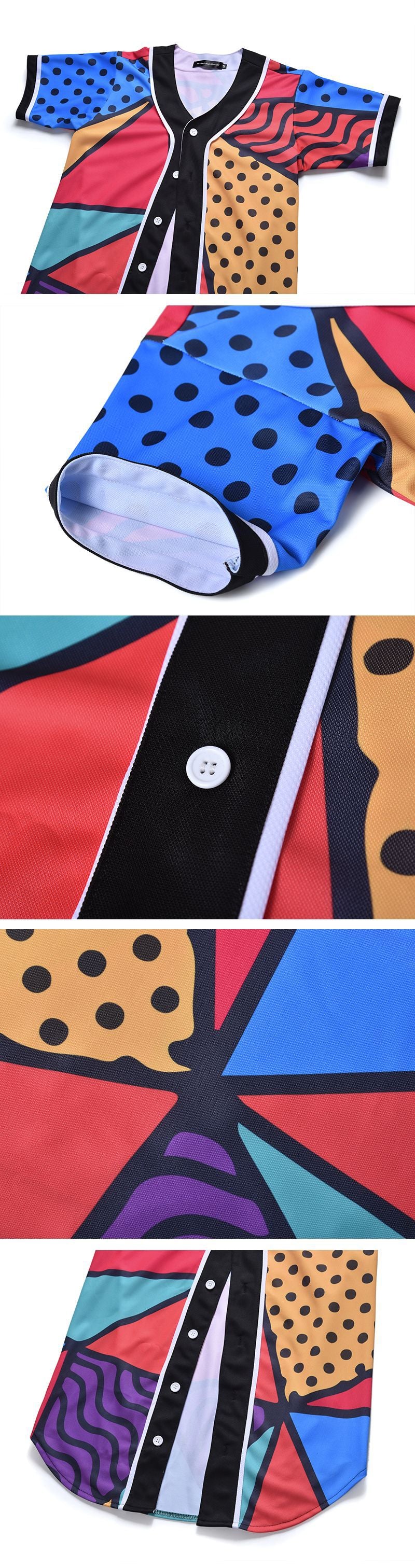 3D Short Sleeve T shirt Men Baseball Jersey Sport Slim Fit V Neck T-shirts Casual Streetwear Trendy Style | Vimost Shop.