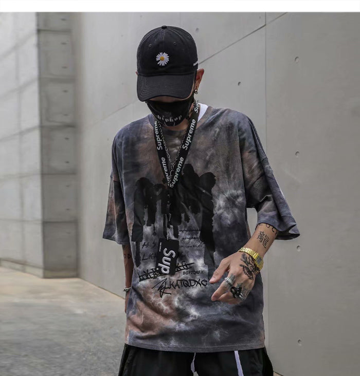 Tie Dye Print T Shirt Men Vintage Casual Cotton Tshirt Male Harajuku Streetwear Short Sleeve Shirts Hip Hop | Vimost Shop.