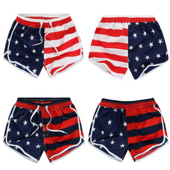 Women Clothes Short Skinny High Waist Sport Female Shorts Elastic Waist American Flag Striped Stars Short Pants | Vimost Shop.