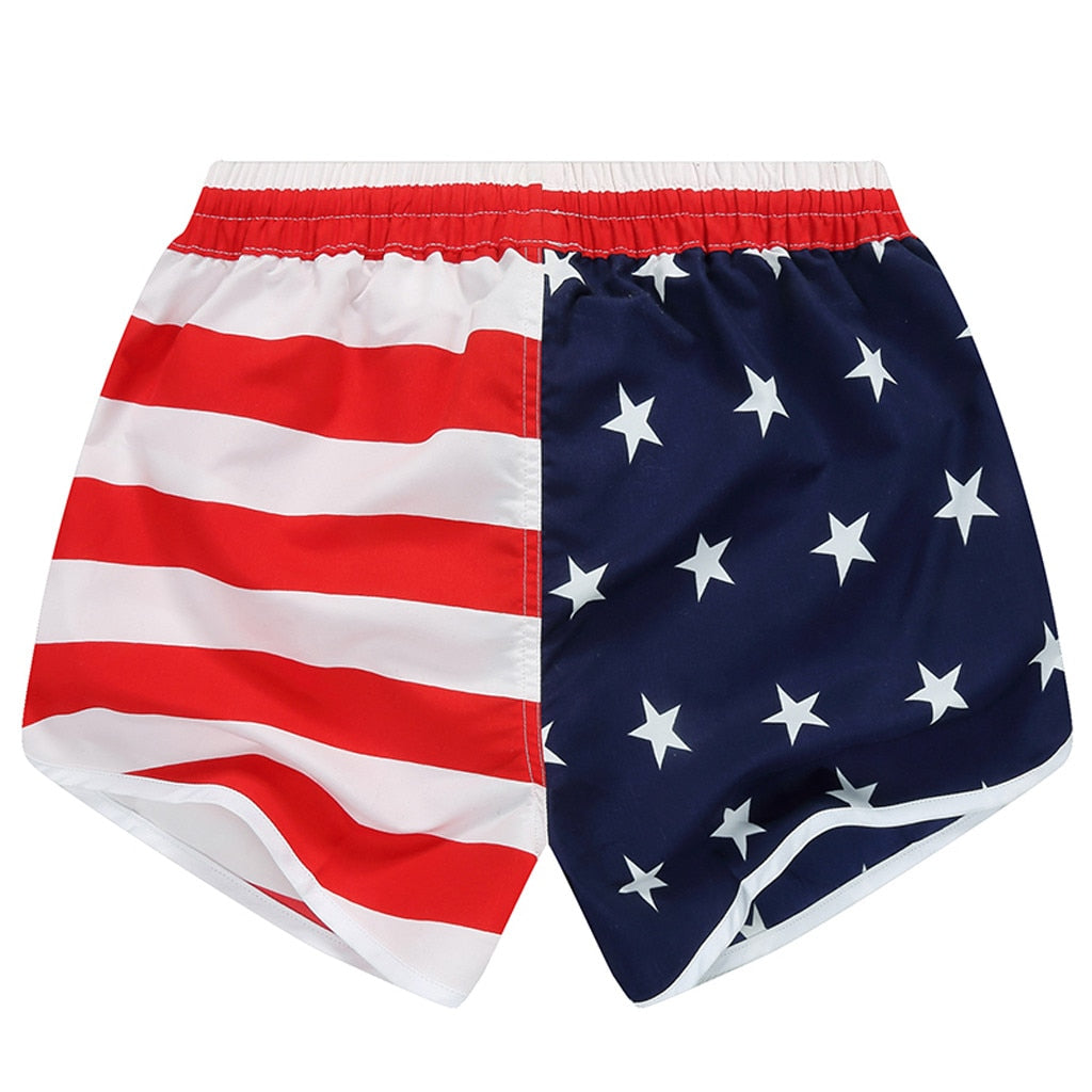 Women Clothes Short Skinny High Waist Sport Female Shorts Elastic Waist American Flag Striped Stars Short Pants | Vimost Shop.