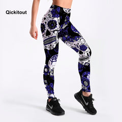 Leggings Fitness High Quality Women's Purple Skull Vines Evil Legging Sexy Stretch Digital Print Pants Cool Trousers | Vimost Shop.