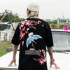 Mens Hip Hop T Shirts Pink Floral Crane Streetwear Tshirt Harajuku Summer Short Sleeve | Vimost Shop.