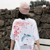 Mens Hip Hop T Shirts Pink Floral Crane Streetwear Tshirt Harajuku Summer Short Sleeve | Vimost Shop.
