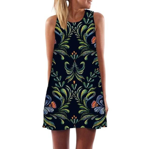 Flower Dress Women Leaf Boho Colorful Vestido Sexy Harajuku Sexy Party Womens | Vimost Shop.