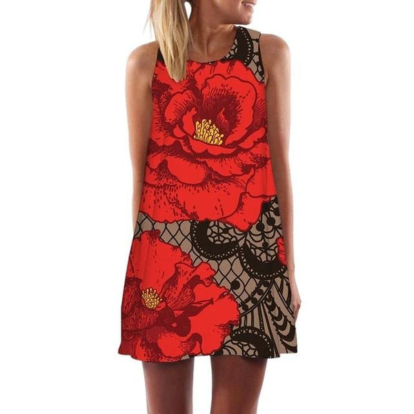 Flower Dress Women Leaf Boho Colorful Vestido Sexy Harajuku Sexy Party Womens | Vimost Shop.