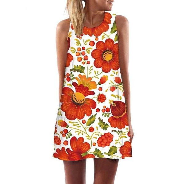 Flower Dress Women Leaf Boho Colorful Vestido Sexy Harajuku Sexy Party Womens | Vimost Shop.