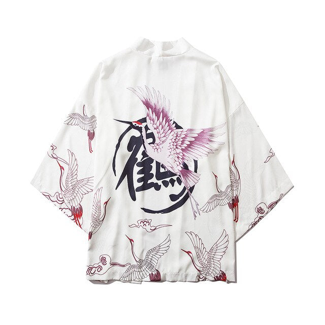 Japan Style Clothes Men Summer Streetwear Cat Print Kimono Cardigan Mandarin Robe Men Unisex Japanese Trend Kimonos | Vimost Shop.