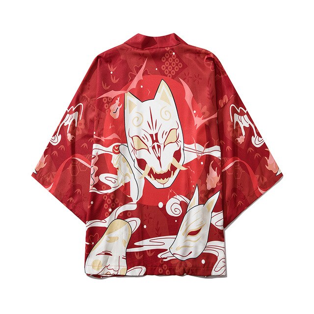 Japan Style Clothes Men Summer Streetwear Cat Print Kimono Cardigan Mandarin Robe Men Unisex Japanese Trend Kimonos | Vimost Shop.