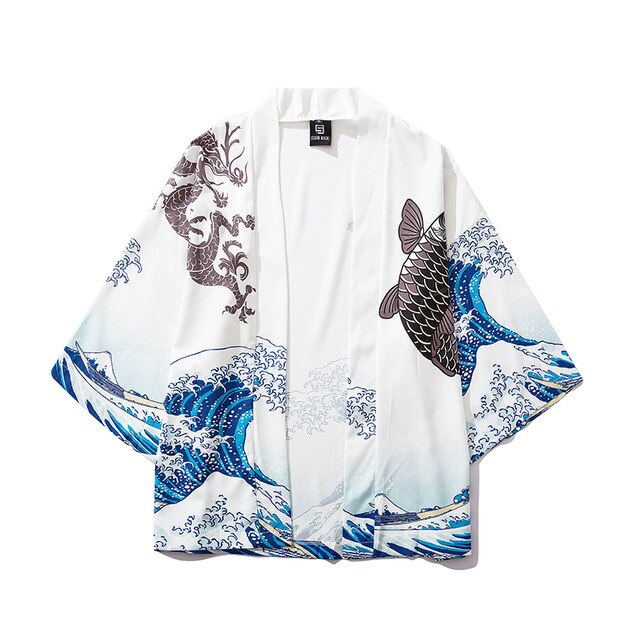 Japan Style Clothes Men Summer Streetwear Cat Print Kimono Cardigan Mandarin Robe Men Unisex Japanese Trend Kimonos | Vimost Shop.