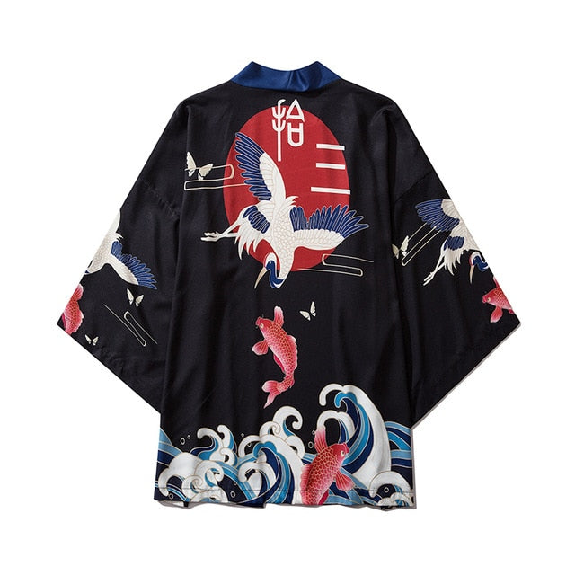 Japan Style Clothes Men Summer Streetwear Cat Print Kimono Cardigan Mandarin Robe Men Unisex Japanese Trend Kimonos | Vimost Shop.