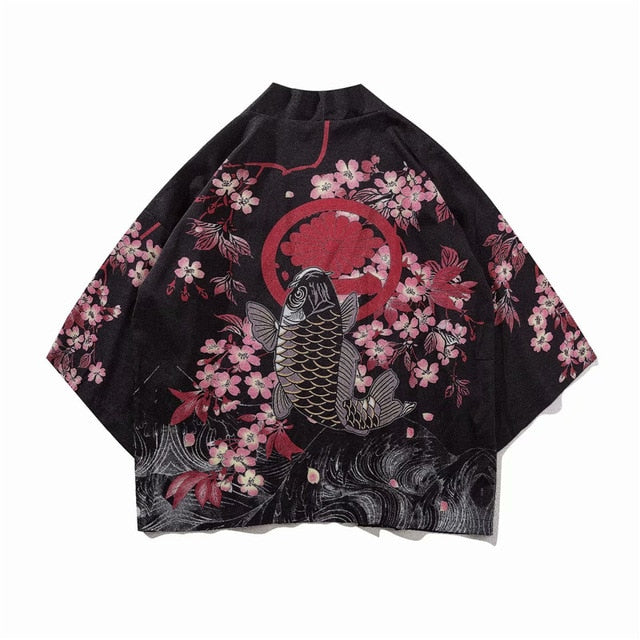 Japan Style Clothes Men Summer Streetwear Cat Print Kimono Cardigan Mandarin Robe Men Unisex Japanese Trend Kimonos | Vimost Shop.
