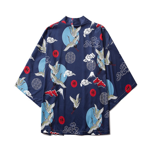 Japan Style Clothes Men Summer Streetwear Cat Print Kimono Cardigan Mandarin Robe Men Unisex Japanese Trend Kimonos | Vimost Shop.