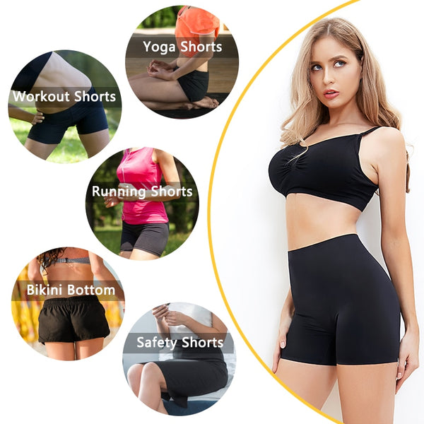 Women Safety Slip Shorts Under Skirt Seamless Anti Chafing Boxer High Waist Boyshorts Anti-emptied Panties Yo Ga Short Pants | Vimost Shop.