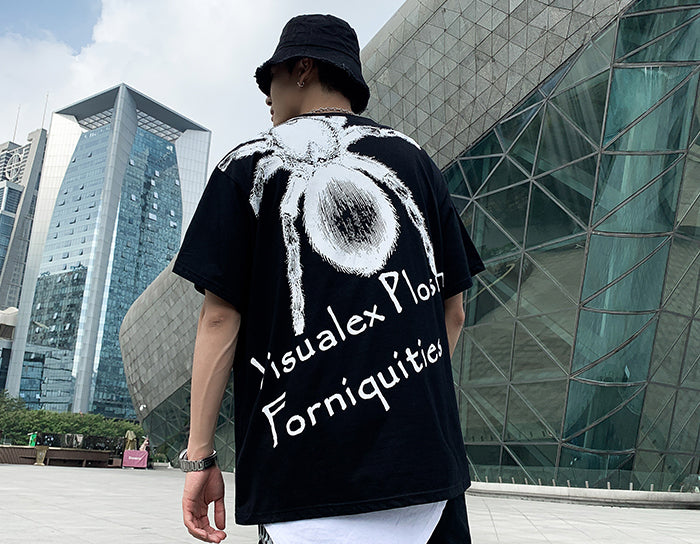Hip Hop T Shirt Men Spider Letter Printed Dark Tshirt Fashion Summer Loose Casual Tops Oversized Streetwear | Vimost Shop.