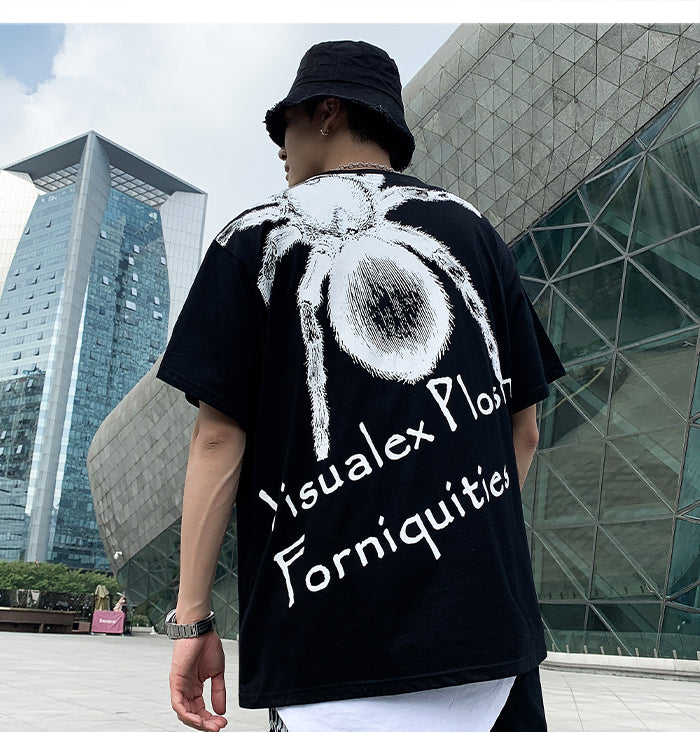 Hip Hop T Shirt Men Spider Letter Printed Dark Tshirt Fashion Summer Loose Casual Tops Oversized Streetwear | Vimost Shop.