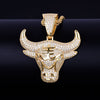 Animal Cow Pendant With Rope Chain Gold Color Bling Cubic Zircon Men's Hip hop Rock Necklace Jewelry For Gift | Vimost Shop.