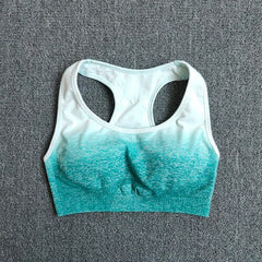 Women Ombre Yoga Sport Bra Brassiere Padded Breathable Athletic Fitness Running Gym Vest Yoga Sport Tops Push Up Sportswear