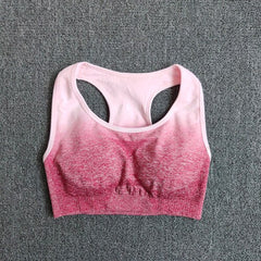 Women Ombre Yoga Sport Bra Brassiere Padded Breathable Athletic Fitness Running Gym Vest Yoga Sport Tops Push Up Sportswear