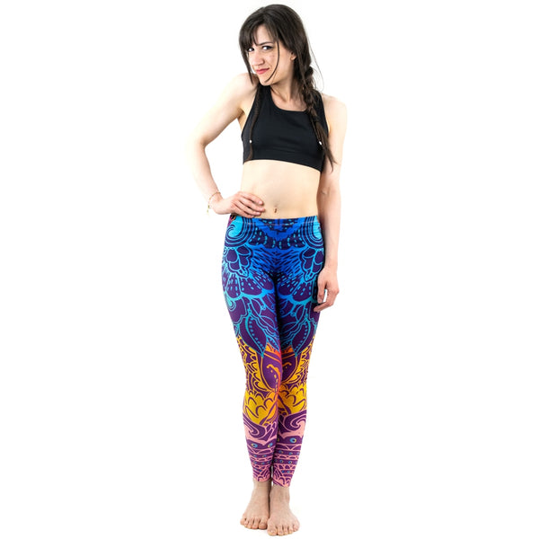 Fashion Women Blue Printing Mandala Leggings Sexy Workout Elasticity Pants Fitness Stretch Slim Bottoms | Vimost Shop.