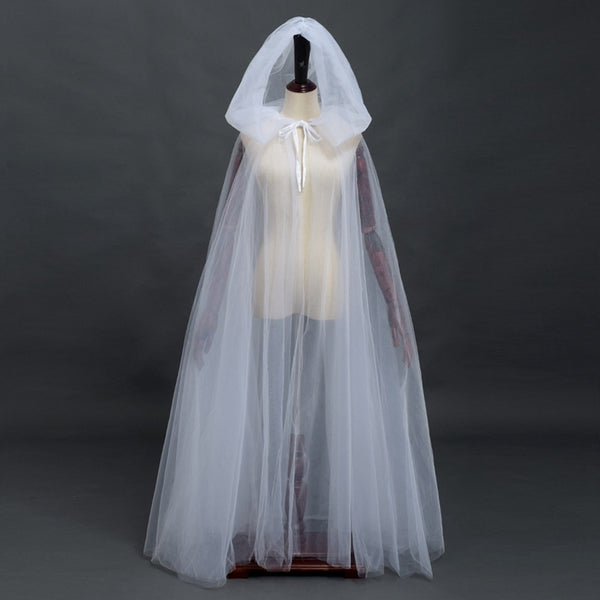 Witch Costume Elf Cloak Women Halloween Hooded Tulle Cape Cosplay | Vimost Shop.
