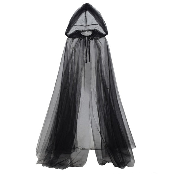 Witch Costume Elf Cloak Women Halloween Hooded Tulle Cape Cosplay | Vimost Shop.