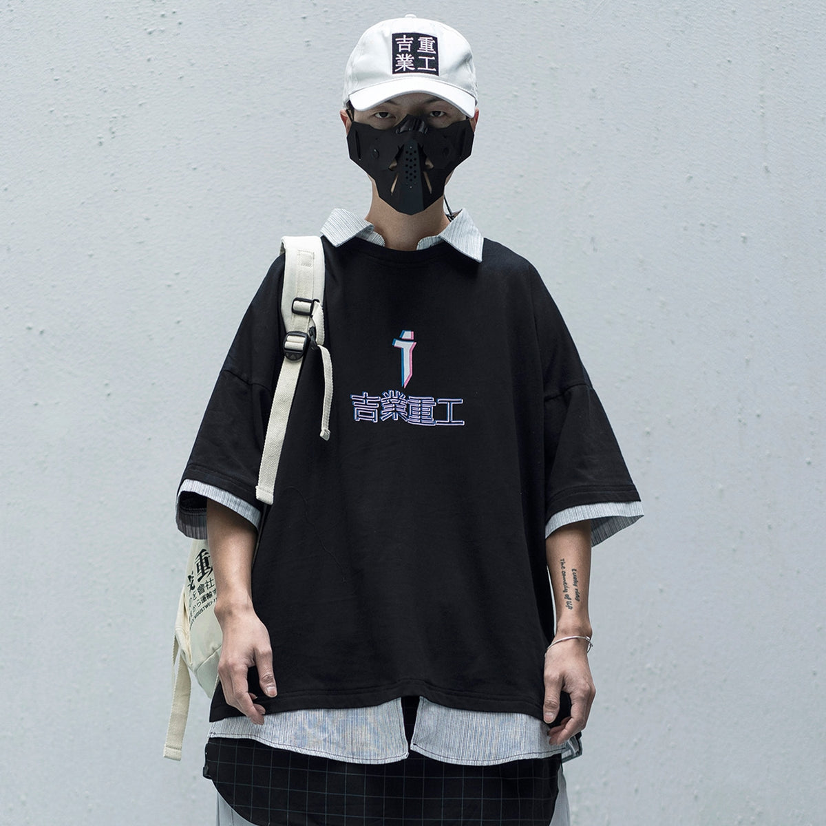 Letter Print Fake Two T Shirt Men Hip Hop Summer Casual Loose Short Sleeve Patchwork Techwear Tshirt Topsni | Vimost Shop.